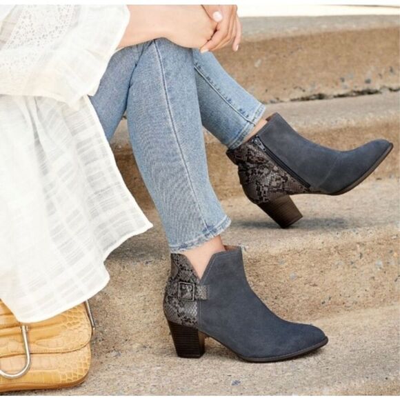 Vionic Naomi Womens Gray Suede Snake Print Heeled Ankle Booties Size 8 - Picture 12 of 12